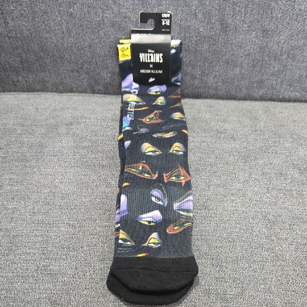 Disney Villians x Heidi Klum Men's Crew Socks New In Package.